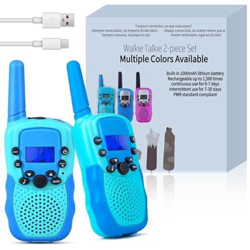 Funkprofi Talkie Walkie pour Enfants, 2 Way Radio Kids Toys pour Enfants avec Piles Rechargeables, Opérateur Radio Amateur 8 Canaux PMR 446 Portée Jusqu'à 2-3KM