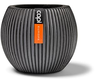 Capi Europe - Gefäß Kugel Groove Anthracite & Ivory - 10x9 - Anthrazit - Öffnung Ø7 - Blumentopf für drinnen - BGVZ101