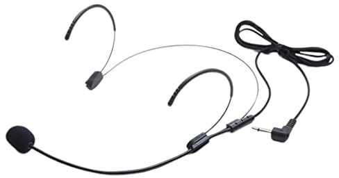 Wired Microphone Headset 3.5mm Headworn Mic Detachable Condenser Dual Hook for Studio Voice Amplifier, Teachers, Presenters (Black)
