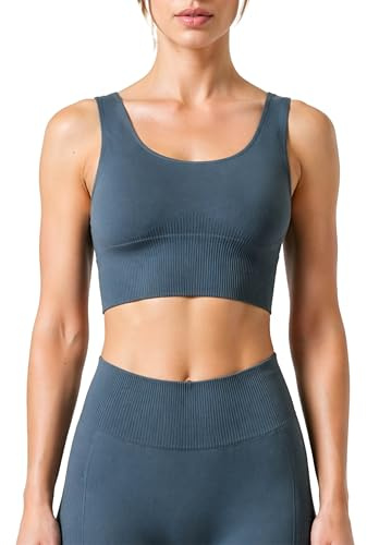 Risalti Top Palestra Donna con Fascia a Costine - Reggiseno Sportivo Donna in Microfibra, Top Yoga e Fitness Morbido e Traspirante, Reggiseno Senza Cuciture e Ferretto - Made in Italy