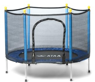 Trampolín Infantil Azul 140 cm con Red de Seguridad Estructura galvanizada y Acolchado Protector ATAA Salty
