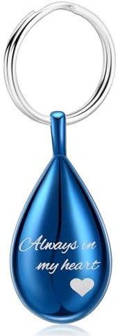 AIWENXI nyckelring kremering för aska för husdjur Alltid i mitt hjärta urna medaljong kremering smycken tårdroppar minnessten souvenir nyckelring