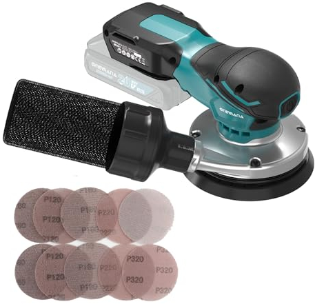 Lijadora Orbital Inalámbrica a Batería, ONEMANA 20V Professional Lijadora sin Escobillas 7 Ajustes de Velocidad 4000-10000RPM Ø Plato 125mm (sin Batería)