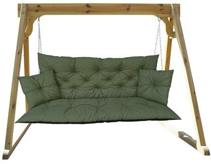 IN WOHO Hollywoodschaukel Auflage Outdoor Sitzkissen Gartenbankauflage Bankauflage Wasserabweisend Gartenbank Sitzkissen Bankkissen Sitzauflage Bank Palettenkissen mit 2 Kissen 180x60x50 Grün