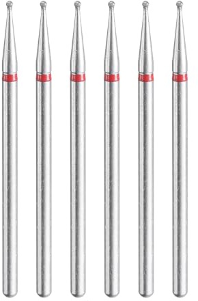 sourcing map 6pcs 200-230 Grits Diamond Grinding Bit 1mm Ball Head 2.35mm Shank 1mm Length Stone Sanding Drill Bits Rotary Tool for Ceramic Glass Nails Grinding Polishing