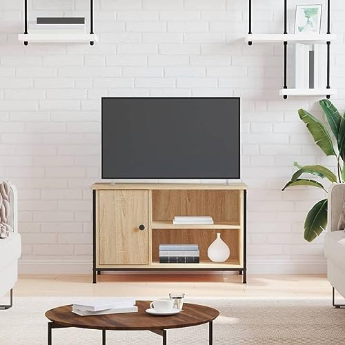 Homgoday Möbler Ek Sonoma TV-ställ 80 x 40 x 50 cm i trä i flera lager, möbler TV-ställ låg TV-bänk för vardagsrum industriellt TV-ställ vardagsrum