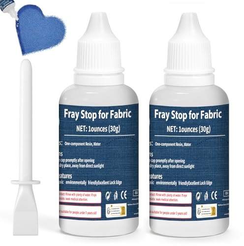 DINGSEN 2Pcs Fray Stop Fransenstopp, Transparent Fabric Glue, Schnell Trocknend & Stoffschonend, Verhindert Ausfransen und Auftrennen, Textilkleber für Stoffe, Nähen, Quilten, Sticken