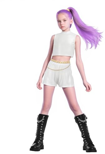 Générique Hunters Cosplay Costume pour Filles 3 Pièces Enfants Costume de Performance Déguisement Complet pour Halloween Carnaval Fête