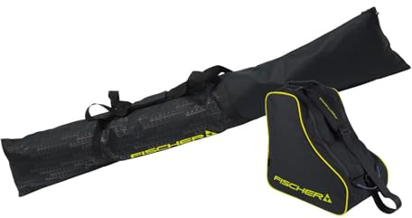Fischer Eco XC Ski Bag for Cross-Country Skis - 195 cm - Robust Bag for Cross-Country Skis - for One Pair of Classic or Skating Skis - Includes Nordic Eco Shoe Bag for Cross-Country Shoes