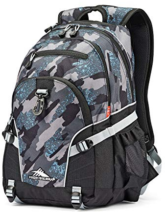 High Sierra Loop Backpack, Travel, or Work Bookbag with tablet sleeve, One Size, Graffiti/Black/Ash