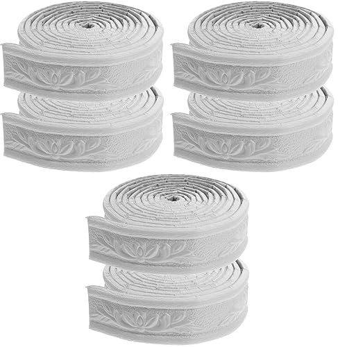 ULTECHNOVO 6Pcs Peler Et La Moulure Murale Bordure De Papier Peint Auto-Adhésif 3D Bordure Murale En Mousse Plinthe Flexible Moulure De Plafond Garniture Pour Miroir Bordure