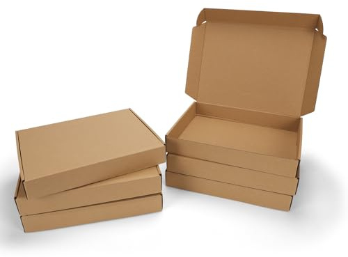 Serwrsw 13x10x2 inch Cardboard Shipping Box, Set of 6 Mailer Boxes, Brown