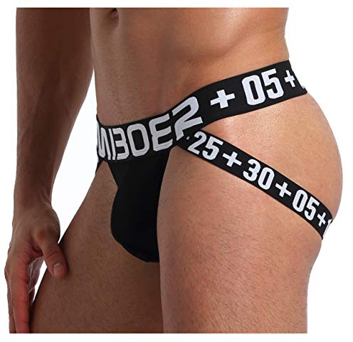 Casey Kevin Jockstrap Homme String sous-vêtements Sexy Douceur Slips Lingerie Support Athlétique, Noir, XL