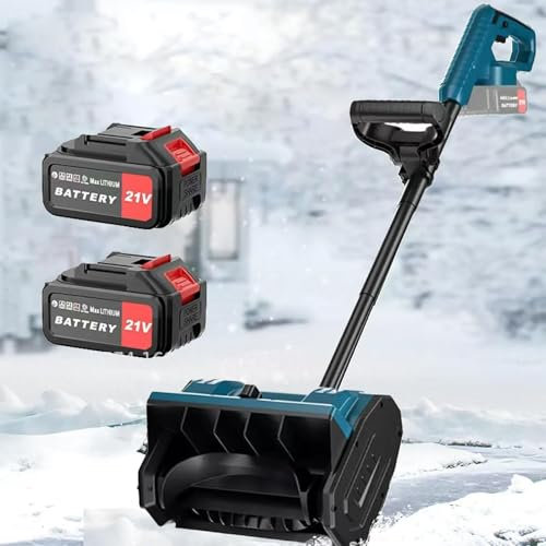 RayGenius Handheld Electric Shovel Snow Thrower,Cordless Chargeable Snow Blower 26 ft Throwing Distance&12.2“ Cleaning Width,for Patio Deck Driveway.,2Xbattery