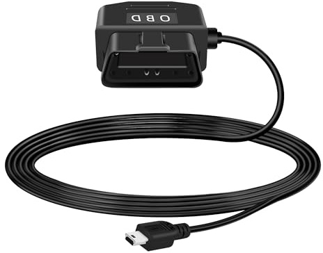 GELRHONR Mini USB OBD-strömkabel för Dash-kamera med strömbrytarknapp 24 timmars övervakning/Acc-läge 12–24 V till 5 V 23 A, för instrumentkamera, GPS eller radar-3,5 m/11,5 fot