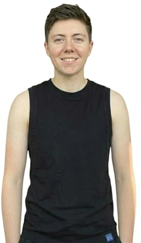 Dölj din bröstpärm ärmlös tank top – lös passform komfort rund hals blus, liten hals och armhål vardagliga skjortor, Svart, M
