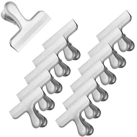 Strehknewen 12 Mollette per Alimenti da Cucina, Clip Chiudi Sacchetti in Acciaio Inox 76mm, Mollette Multiuso per Cibo, Foto, Documenti, Ufficio e Scuola