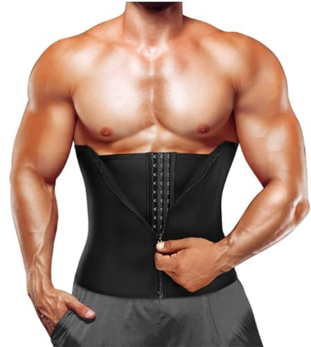 Män Träningsbälte justerbartMagvägbälte svettbälte neopren svettbälte bastu magbälte(Size:XL,Color:Svart)