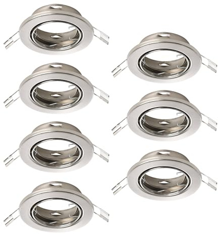 Eglo Set 7 faretti da incasso Agulo, lampada da soffitto orientabile, plafoniera rotonda senza lampadina, acciaio argento, attacco GU10, Ø 8,6 cm