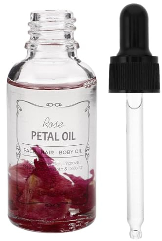 VOSAREA Aceite Esencial de Rosa Hidratante Profundo y Antienvejecimiento para Rostro y Cuerpo en Envase de Vidrio Rojo Adecuado para Masaje Corporal y Capilar