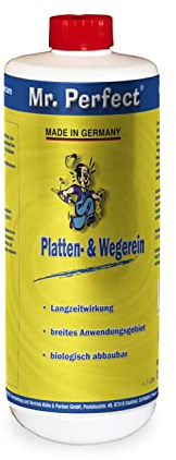Mr. Perfect® - Effektiver Wegereiniger 1L | Grünbelagentferner Konzentrat, Algen-, Flechten- und Moosentferner | Terrassenreiniger für viele Oberflächen | Steinreiniger intensiv außen