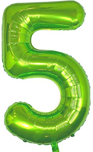 DIWULI Luftballon 5 Geburtstag XXL Grün - Zahl 5 Ballon