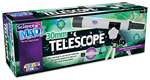 Science Mad 30mm Telescope - Kids Fun Portable Starter Spyglass Toy