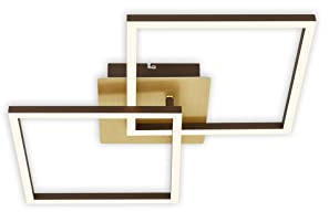 BRILONER Leuchten - Deckenlampe LED, Stufenweise Dimmbar, schwenkbare Deckenleuchte, LED Frame, Goldfarbig-Braun, 620x368x73 mm, 3210-017