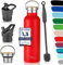 Milu Edelstahl Trinkflasche 350ml 500ml 750ml 1000ml (+3 Deckel) - Thermosflasche mit Strohhalm, Isolierte Wasserflasche, Auslaufsichere Isolierflasche doppelwandig, Kohlensäure geeignet (Rot, 750ml)