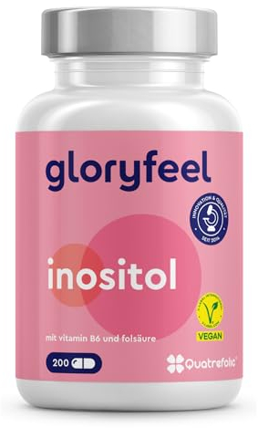 Myo Inositol Kapseln - 2.000 mg pro Tag - 200 hochdosierte Kapseln - Angereichert mit Vitamin B6 & Folsäure (Quatrefolic®) - Sorgfältig laborgeprüft