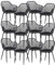 anrekl 12er Set Esszimmerstuhl mit Metallbeine, Armlehnstuhl Küchenstühle Essstühle Sessel Stuhl Sitzfläche für Esszimmer Wohnzimmer, Schwarz