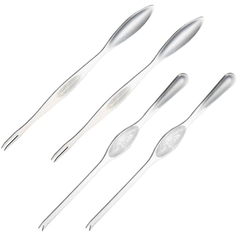 LEEQ 4 PCS Forchette per Frutti di Mare Plettri - granchi e aragoste Picking Tools Confezione da 2 in Acciaio Inossidabile