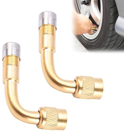 Tokaneit Reifenventilverlängerung,Kupfer Ventiladapter,Ventil Verlängerung Adapter,Winkel Ventilverlängerung,Autoventilverlängerung,Reifenventiladapter,90 Grad Ventilverlängerung 2 Stück