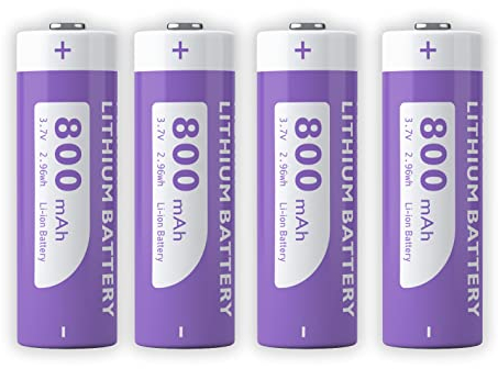 LiFePo4 ICR 14505 Akku 800mAh 3,7V 14500 AA Button Top Batterie für solar Beleuchtung,Taschenlampe(4 Stück) (3.7)