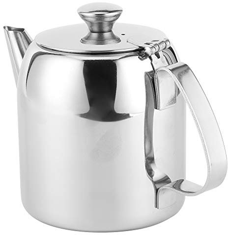 Nimomo Stainless Steel Teapot 20 Ounces, Coffee Pot Teapot Kettle Cold Water Jug Short Spout Prevention Mirror for Hotel Restaurant (About 500ML)