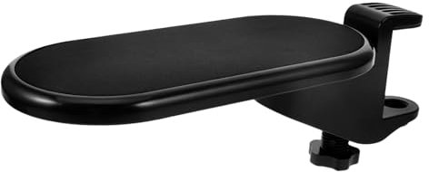 Operitacx Repose-bras Rotatif Pliable pour Bureau, Rallonge à Pince Noire, en Tissu et Eva, Réglable, Portable, pour Bureau et Loisirs