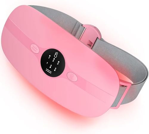 Cuscinetto Riscaldante Mestruale, Fascia Riscaldante Dolori con 3 Livelli di Calore e 3 Modalità di Massaggio, Fascia Riscaldante Dolori per Alleviare il Dolore Mestruale (Rosa)