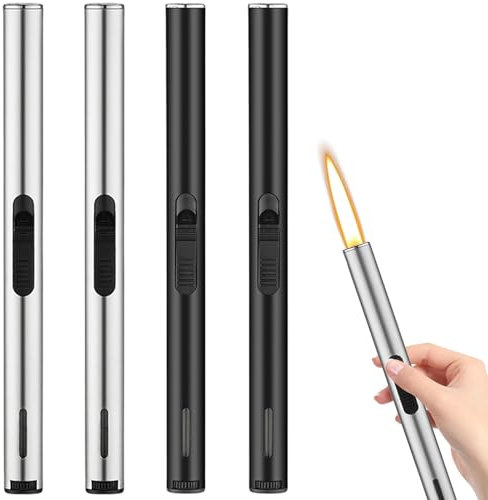 BAIFULAI Accendino a Gas Ricaricabile - Lungo Bastoncino per Candele, Campeggio, Barbecue, Cucina - Regalo per Uomini (Venduto Senza Gas Butano)