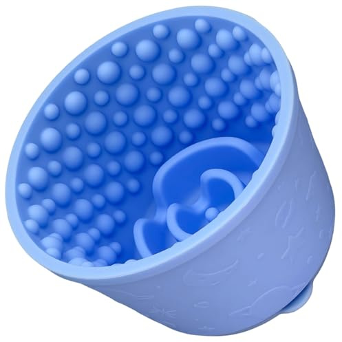 Evenco 2-in-1 Licking Toy & Silicone Slow Feeder Bowls with Suction Cup - Non-Slip Mat for Bored Small Breed Dogs, Anxiety Relief, Anti-Choking (4.3 x 2.9, Light Blue)
