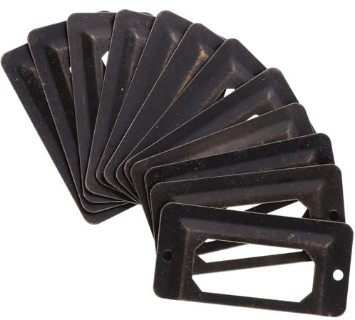 STAHAD 12pcs Metal Label Holder Frames for Drawers and Cabinets, Vintage Style Bronze Finish, Office File Name Card Holders, Suitable for Furniture Accessories and Storage Organization