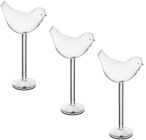TOYANDONA Lot de 3 Verres à Cocktail D'oiseau Transparents Coupe à Vin Mousseux 250 Ml Verre à Vin Créatif pour Soirées Bar et Dégustation