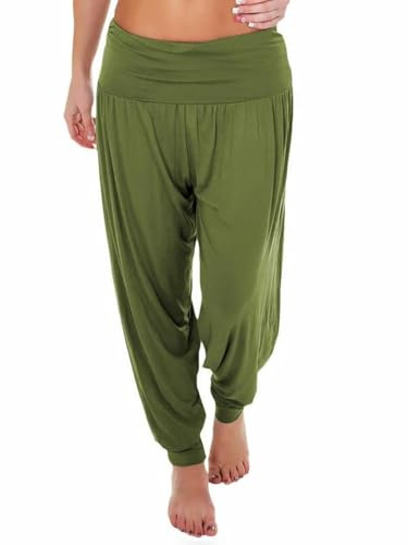 R&N FASHIONS Ladies Harem Trousers – Women’s Full Length Stretch Yoga Pants – High Waist Elasticated Joggers – Lightweight Lounge Bottoms – Casual Loose Fit