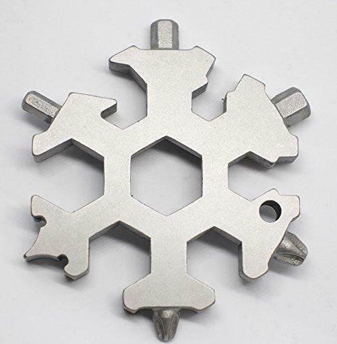 SRB 18-in-1 Edelstahl Fahrrad Rad Multifunktionswerkzeug Flaschenöffner Not Erste Hilfe Schneeflocke Schraubendreher Gadget Geschenk für Männer