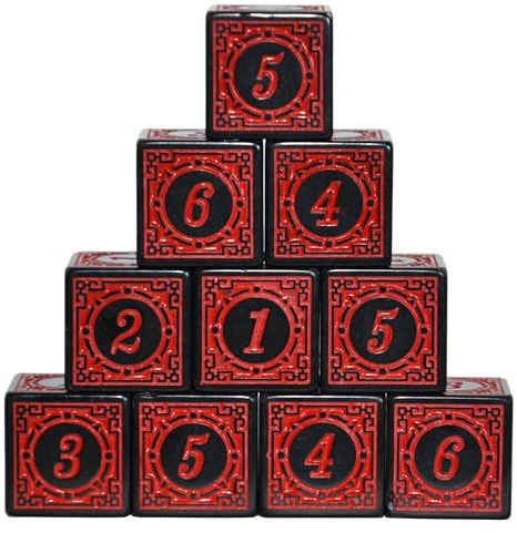 SmartDealsPro 10-pack D6 Sexkantiga 16mm tärningar för DND MTG RPG Wow Bordsspel Matematik Lärande... (Röd Bokstav)