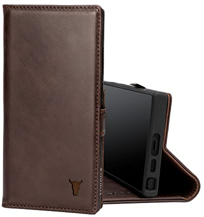 TORRO Hülle kompatibel mit Samsung Galaxy S23 Ultra 5G – Premium Leder Hülle mit Standfunktion und Kartenfächern (Braun)