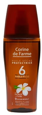 Corine de Farme - Huile Sèche Protectrice SPF6 - Protection Solaire UVA UVB - Bronzage Lumineux - Formule avec Monoï de Tahiti - Clean Beauty, Zéro Paraben - 150 ml - Fabriqué en France