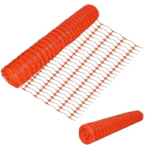 Froadp Clôture de Pâturage 1 m x 50 m Filet de Protection en Plastique Clôture pour Poules Animaux Filet d'Avertissement Clôture Multifonctionnelle Filet à Volaille Clôture de Chantier (Orange)
