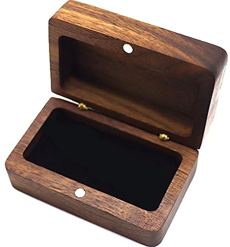 vepoty Wooden Tie Clip Box Small Cufflinks Gifts Box Vintage Jewelry Storage Box Wedding Business Clips Storage Decorative Box