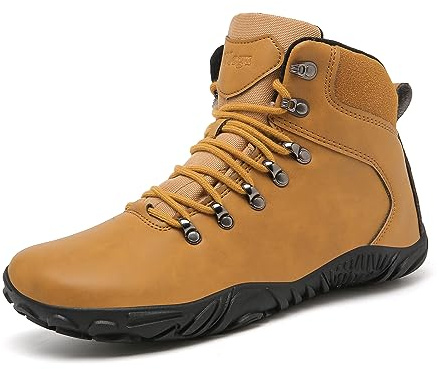 Winter Barefoot Boots Mens Waterproof Walking Boots Non-Slip Warm Outdoor Snow Boots,Dark Brown,10 UK