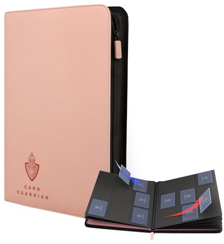 Card Guardian – Raccoglitore Premium de 9 Bolsillos con Cremallera | Álbum de 360 Cartas con Bolsillos de Carga Lateral – Encuadernador de Cartas para TCG, MTG, One Piece, YuGiOh (Rosa)